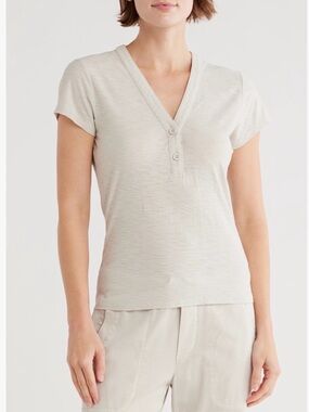 James Perse V Neck Cotton Henley Tee Shirt Top size 1 (small)